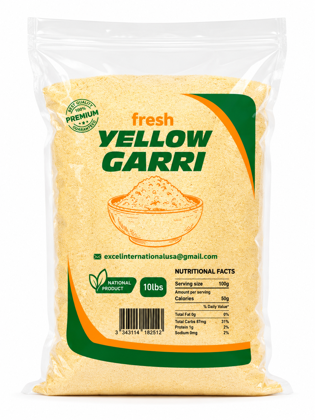 FRESH YELLOW GARRI 5LB | 10LB | 20LB
