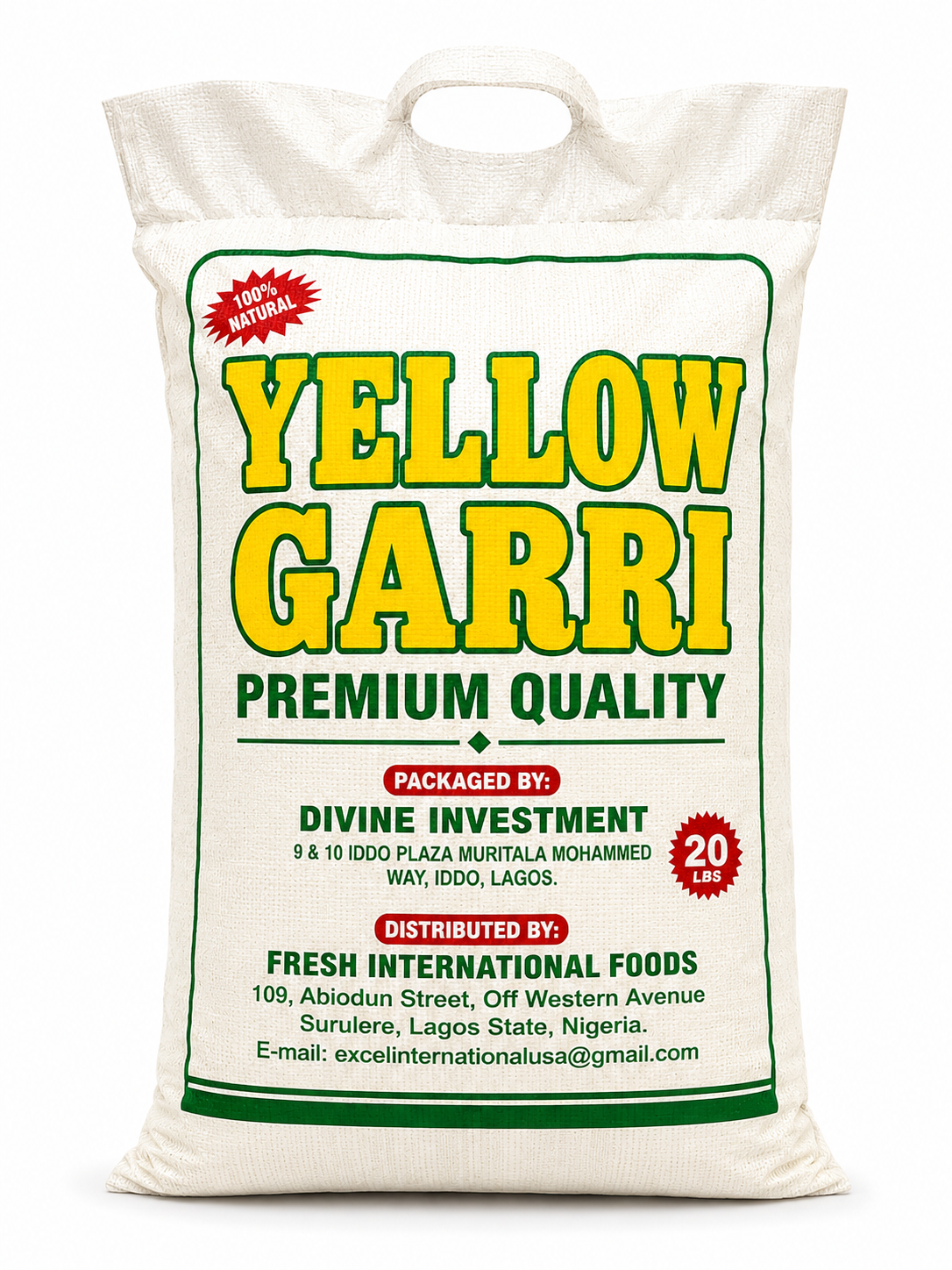 FRESH YELLOW GARRI 5LB | 10LB | 20LB
